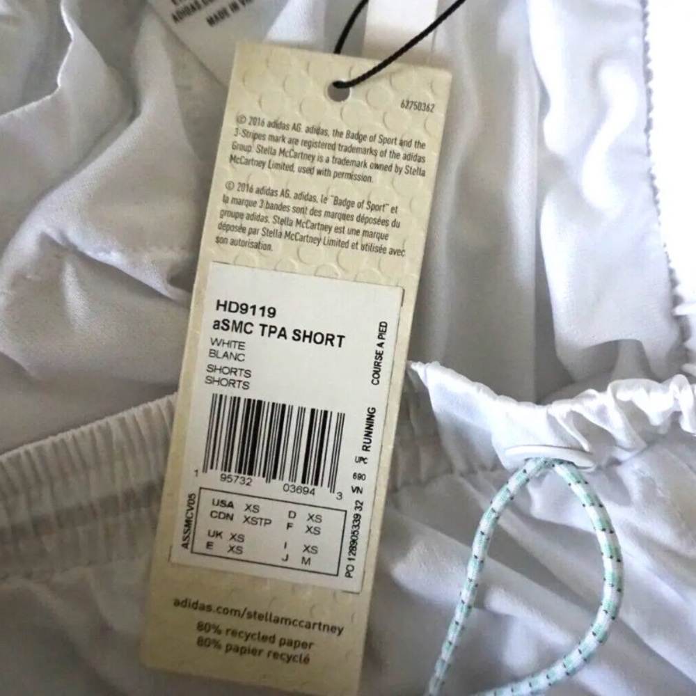 Adidas Stella McCartney Revolve  TPA asmc  Running Shorts White XS NWT - Picture 4 of 10